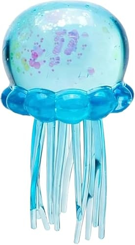 Qualle Squishy, Quallen Quetschspielzeug, Glitzernde Qualle Squishies, Fidget Toys Sensorisches Anti Stressball für Kinder und Erwachsene, Weihnachts Geburtstagsgeschenke 8.2cm (Blau)