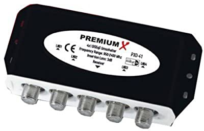 Premium X PXD-41 DiSEqC Schalter 4/1 Umschalter 2.0 Full HD HDTV 4K Satellitenweiche SAT TV Switch Verteiler Splitter