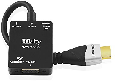 Cablesson Active HDMI to VGA - Black Female Video Converter Adapter Cable with Micro USB Power and Audio port - 1080p for PC, Laptop, DVD, TV, Blu-Ray, Sky HD, Raspberry Pi, Chromebook, Ultrabook