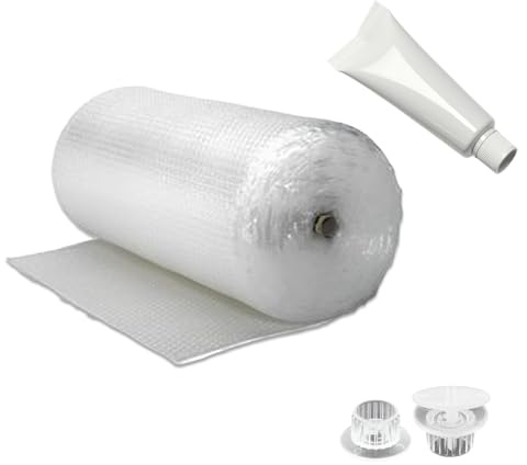 Isolierung komplett Set 7,5 m2 Noppenfolie Frostschutz für Gewächshaus PRO3 Luftpolsterfolie, 20 Halterungen und Kleber. GREEN24 Winterschutz, Isolierung und Wärmeschutz für Haus, Pflanzen und Garten