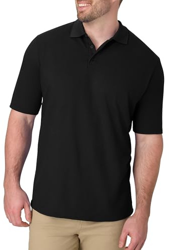 Hanes mens Short Sleeve X-temp W/ Freshiq Polo Shirt, Black, Large US