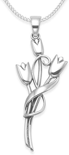 Heather Needham Sterling Silver Rennie Mackintosh Necklace on 18 Sterling Silver chain - SIZE: 20mm x 45mm (54mm including pendant top). Gift Boxed Tulip necklace. 8107