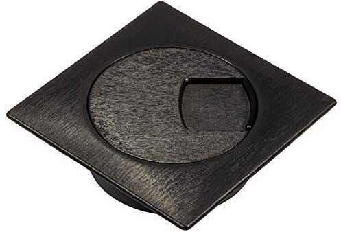 Gedotec Kabeldurchführung Schreibtisch aus stabilem ABS Kunststoff | 1 Stück quadratische Kabeldurchlässe 60mm | PLAZA | Kabeldose Schwarz | Kabelführung eckig zum Eindrücken | kabelkanal schreibtisch