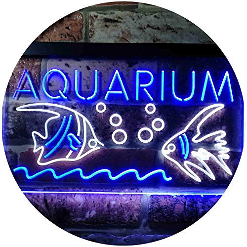 Aquarium Fish Dual Color LED Barlicht Neonlicht Lichtwerbung Neon Sign Weiß & Blau 600 x 400mm st6s64-i0465-wb