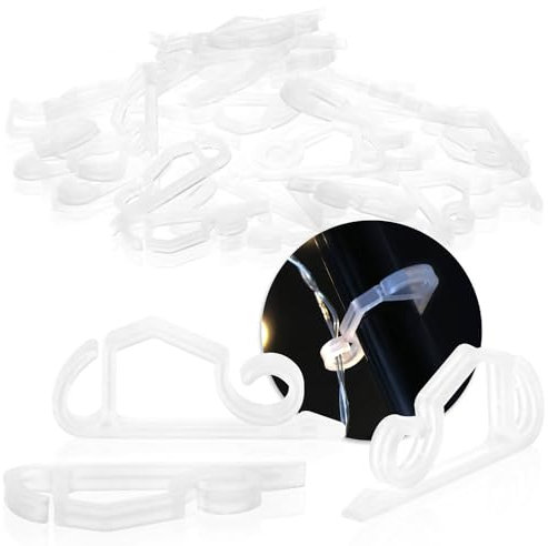 com-four® 100x Dachrinnenhaken für Lichterketten - Regenrinnen-Haken aus Kunststoff - Befestigung für Weihnachtsaußenbeleuchtung - Lichterkettenhalterung für innen & außen