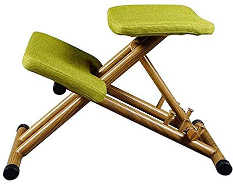JMYSD Kniesitz, Verstellbarer Ergonomischer Kniestuhl Orthopädische Haltung Massiver Holzhocker Nackenschmerzen & Wirbelsäulenspannungsentlastung Abgewinkelter Kniestuhl,Grün