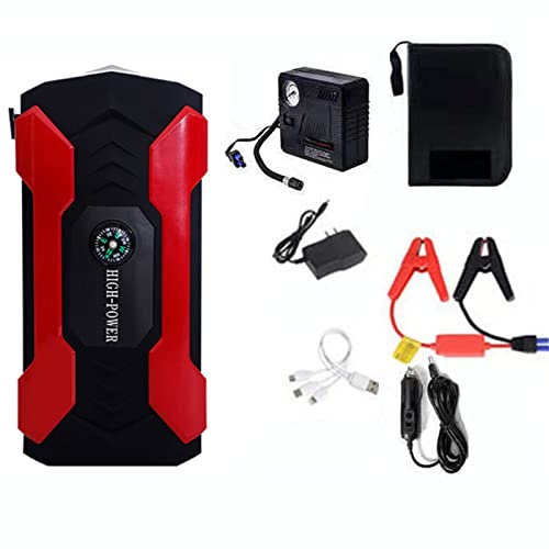 Démarreur de Saut de Batterie de Voiture Portable Auto Voiture Démarreur d'urgence Voiture Multi-Fonction Briquet de Secours Charge Trésor avec Pompe à Essence LED