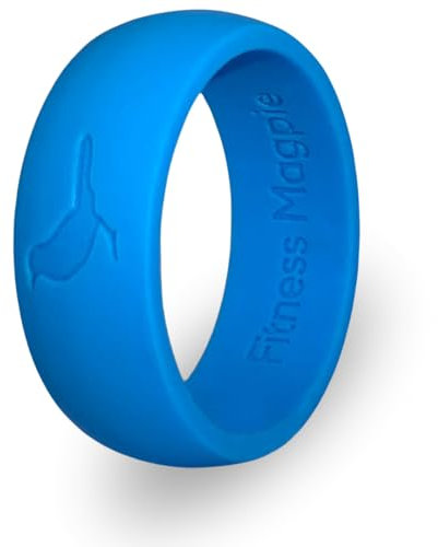 Comfortable Mens Silicone Ring, Modern Wedding Rings for Men, Hypoallergenic, Breathable, Non-Toxic, Flexible and Safe for Your Fingers, Outdoor Activities, Sports and Extreme Adventures. Blue. (10)