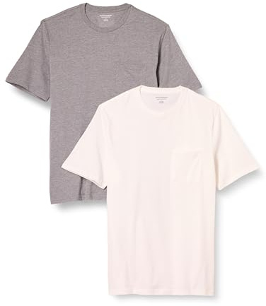 Amazon Essentials Men's T-Shirt Slim-Fit Short-Sleeved Crewneck Pocket, Pack of 2