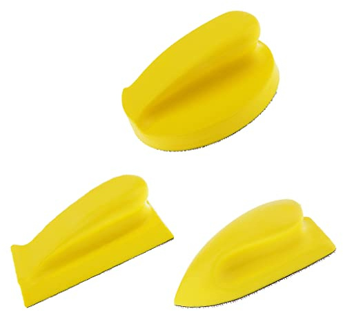 Hook and Loop Hand Sanding Block, 3 Pcs Handheld Sanding Pad Blocks, Hand Grinding Blocks, Ideal for Woodworking, Automotive Body Work - 3 Shapes