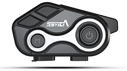 SCSYIGA Interfono Moto Bluetooth, Bluetooth5.1 Auricolare per Comunicazione in Moto Fino a 2 Motociclisti, Distanza 1Km, Rispondere/Fare Chiamate, Impermeabile, FM, GPS,HIFI, Universale(1Pz)