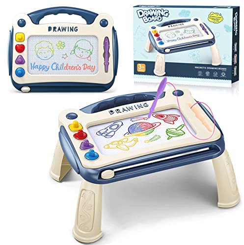 ENCOUN Ardoise Magique, Bleu Tableau, Tableau de Dessin Magnétique Effaçablem avec Pieds, Enfant 2 Ans Educatif, pour Garçons Filles Jouets 2-5 Ans