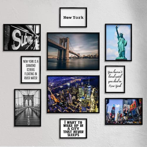Giallobus - Conjunto de 10 carteles de pared - colección de la ciudad de nueva york - Papel estucado - | 2 x A3 42x30cm | 4 x A4 30x21cm | 4 x A5 21x15cm | - SIN MARCOS - Cuadros modernos salón