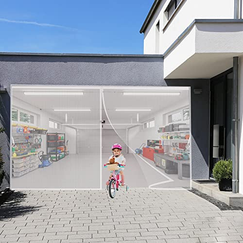 Magnet Fliegengitter, 175x215cm Balkontür, ohne Bohren, Türvorhang Fliegenschutz Schiebetür, Insektenschutz Vorhang Tür durch leichte Montage (Weiß)