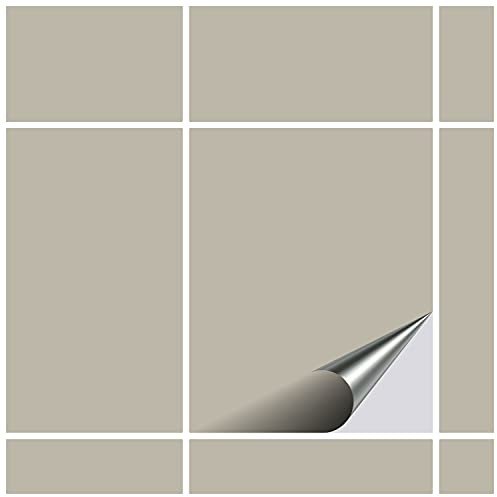 FoLIESEN - Fliesenaufkleber 19,5x24,5 cm | selbstklebende Fliesen-Folie für Bad & Küche | entfernbare Klebe-Folie für Wandfliesen Küchenrückwand & Bordüren | 8 Klebefliesen, .:Sandgrau matt
