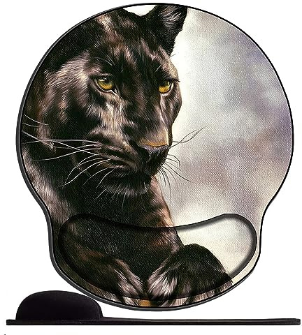 Tapis de Souris avec Repose Poignet Panthère Animale(2) Ergonomique Repose Poignet Gel avec Gel Antidérapant à Base de PU Tapis Souris Ergonomique Support Souris pour Bureau