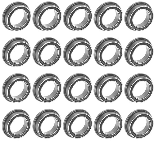 QUARKZMAN 20 Stück MF128-2RS Flanschkugellager 8x12x3.5mm Rillenkugellager Doppelsiegel Chrom Stahl Flansch Lager für DIY, Werkzeugmaschinen, 3D Drucker