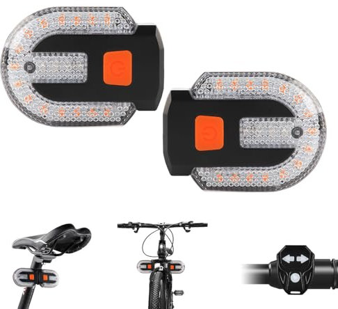 Teguangmei 2PCS Rear Bike Light with Turn Signal, Split Bicycle Rear Lights Wireless Remote Control USB Rechargeable Turn Signal Bike Taillights for Cycling, Cyclist Safety Warning Bike Light 5 Mode