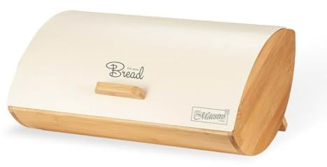 Feel Maestro Portapane MR-1775-IVORY Avorio Legno Metallo Bambù 25 x 13,3 x 36,5 cm