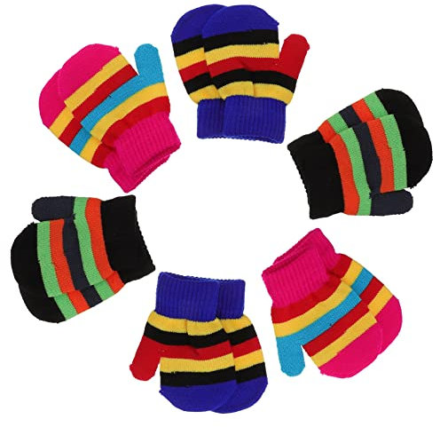 PACKOVE 6 Paare gestrickte Handschuhe gestrickte kinderhandschuhe Weihnachtshandschuhe für Kinder Babyhandschuhe Handschutzhüllen Universal- gestrickte Tasche Männer und Frauen Acrylgarn