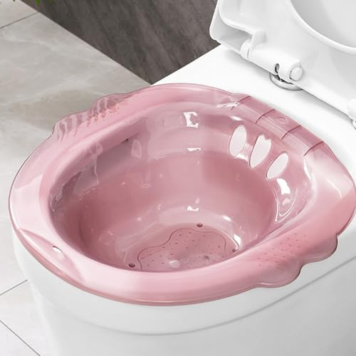 SITZ-Bad für Toilette, tragbares Sitzbad für Hämorrhoiden, Anti-Overflow Large-Kapazität Bidet für Hämorrhoiden nach der Geburt Privatpflege (Pink)