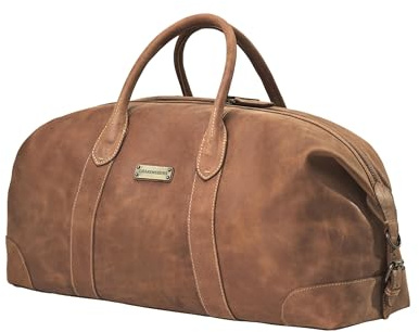 DRAKENSBERG Leder Weekender 'David' (55cm) Reisetasche Herren Damen, Vintage Design, erweiterbar | 45L, Havanna-Braun, DR00306-M