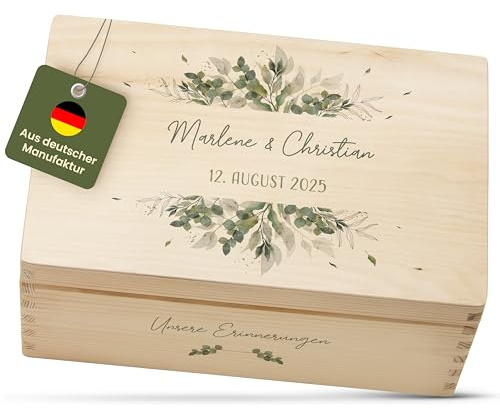 Amari ® Personalisierte Erinnerungsbox aus Holz | Pflanzwelt | Individuelles Hochzeitsgeschenk Erinnerung Hochzeit Personalisiertes Holzkiste