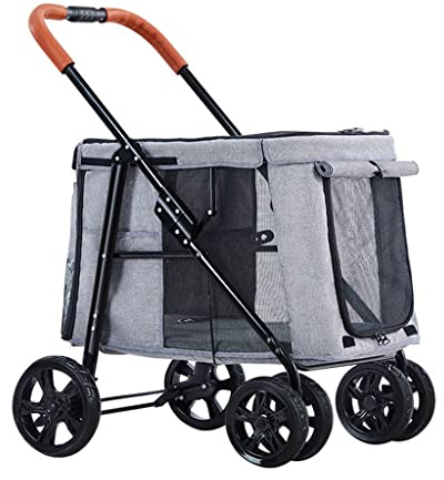 Großer Hundebuggy, Mehrere Haustier-/Katzenwagen, Trolley, Hundebuggys für große Hunde, zusammenklappbarer Wagen für 2 Katzen, ideal für das Reisen mit Zwillingen oder mehreren Haustieren (blau) (Gr