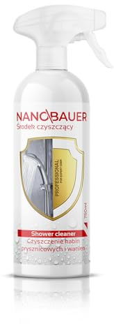 Duschkabinenreiniger & Kalkentferner | NANOBAUER Shower Cleaner 750 ml | Kraftvoller Reiniger für Duschkabinen, Glas, Bad & WC | Entfernt Kalk, Seifenreste und Schmutz | Spray-Reiniger