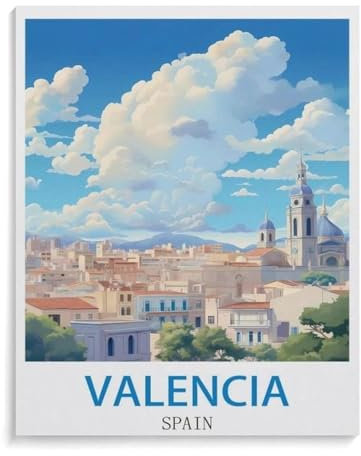 Malen Nach Zahlen Erwachsene Kinder，Vintages Reiseplakat Valencia Spanien，Leinen Segeltuch, DIY Ölgemälde Weihnachten Geschenke Ohne Rahmen Wand Kunst Hauptdekoration（30x40cm）11.8x15.7 Zoll-A82