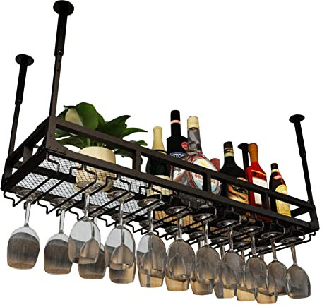 Under Cabinet Hanging Wine Glass Rack Upside Down Bottle Holder Shelf C Glassware Storage Stand