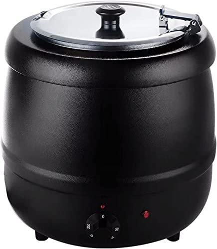SmPinnaA 10L Suppenkesselwärmer, Kommerzieller Elektrischer Suppenwärmer Mit Temperaturregelung, Für Restaurants Und Große Familien,Schwarz,Schwarz,Black