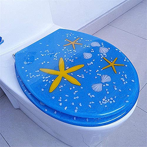 FKONGD WC-Sitzbezug Toilettendeckel, mit Absenkautomatik, Fast Fix, Edelstahlscharniere, Deco Design, Standard O, V, U