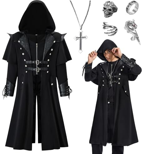 BuzzoXerex Mittelalter Kleidung Herren Steampunk Frack, Gothic Frack Herren Mantel, Vintage Viktorianischen Smoking für Karneval Kostüm Faschingskostüme Cosplay (XXL)