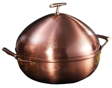 Fondue Olla Hot Pot Olla Caliente De Acero Inoxidable Shabu, Olla Caliente, Olla De Sopa Antigua Con Tapa For Olla Caliente Familiar Fondue Queso(Copper,26cm)