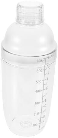 JECOMPRIS Shaker Trasparente Per Cocktail e Bevande 700 Ml in Plastica Scala Graduata Anti-perdite, Leggero e Portatile Per Bar e Uso Domestico