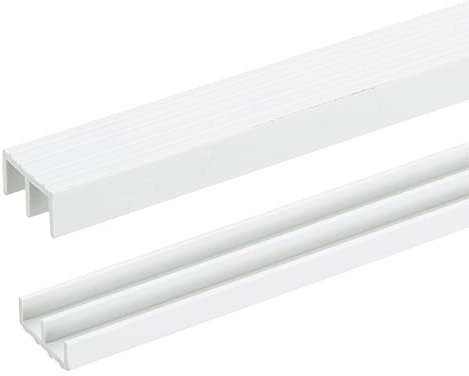 sourcing map 2Set White Plastic Sliding Door Track, Sliding Glass Window Track for 1/4 Thick Panels, for Closet Glass Cabinet Door Track (3Ft Long)