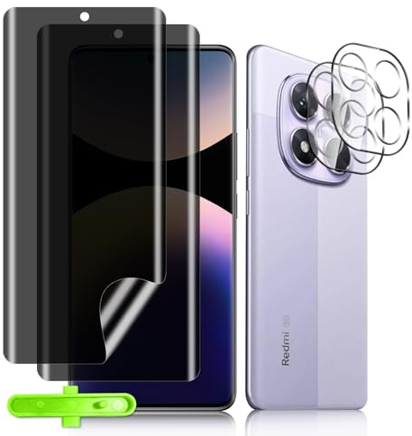 MokaZii TPU Privacy Pellicola Protettiva per Xiaomi Redmi Note 14 Pro, [2+2] Pellicola Protettiva + Vetro Temperato Pellicola Fotocamera, 9H Anti-Spy Protezione Schermo Film per Redmi Note 14 Pro