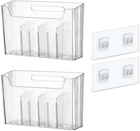 Contenitori Per la Conservazione Della Cucina, Confezione da 2, Organizer da Parete Autoadesivo con Divisori, Adatti Per Guardaroba, Borsa, Frigorifero, Contenitori Per la Conservazione di Piccoli Ogg