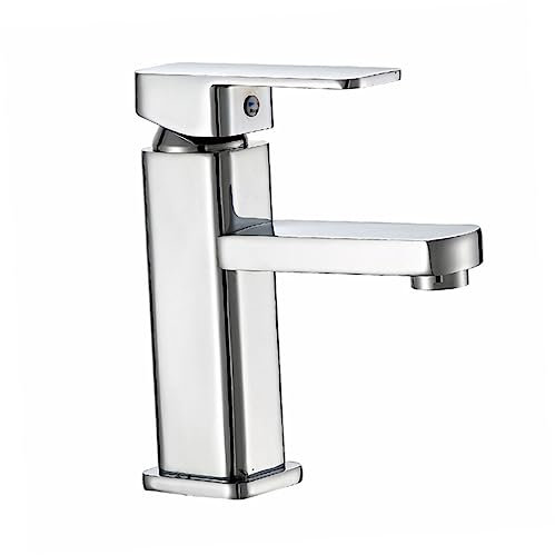 Homoyoyo Stainless Steel Bathroom Sink Faucet Cold Hot Water Mix Washbasin Tap Single Hole Water Tap for Bathroom Sink