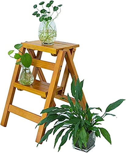 Sgabello pieghevole a 2 gradini, sedia a scala, sedia portatile per casa, cucina, bagno, ufficio, colore legno, mobili versatili