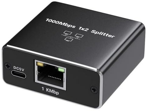 Rudiaoa Speed RJ45 Ethernet Splitter da 1 A 2 con Alimentazione USB per Migliorare Le Prestazioni Networking E Condivisione dei Dispositivi
