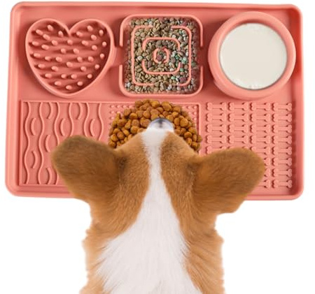 LearnLyrics Alfombras de Lamer para Perros,Interactivo de Silicona - Cuenco Antideslizante para Alimentación Lenta, Interactivo de Estimulación Mental y Enriquecimiento Sensorial