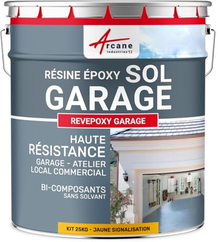 ARCANE INDUSTRIES Resina para Suelo de Garaje - Pintura epoxi para Suelo: REVEPOXY - 177 - Amarillo Tráfico - RAL 1023