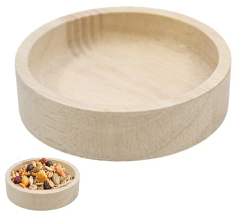 KinetiCore Natural Wood Hamster Bowl, Waterproof Washable Small Pet Food Bowl, Anti-Bite Non-Toxic Wooden Feeding Bowl for Guinea Pigs, Gerbils, Rats, Hedgehogs & Small Animals