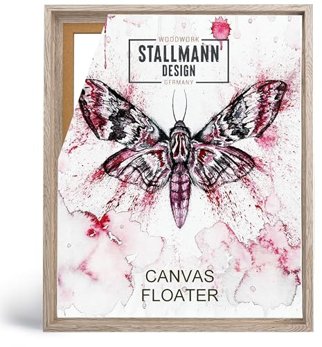 Stallmann Design Schattenfugenrahmen 80 x 100 cm | Farbe: Eiche Hell | Leer-Rahmen für Leinwände auf Keilrahmen | mit Montagezubehör | ohne Glas und Rückwand
