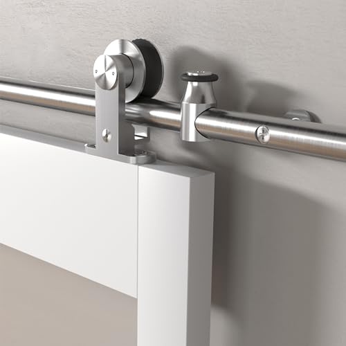 SOTOOLS Schiebetürbeschlag SUPREME Edelstahl Softclose – 2005 mm, 30–40 mm Türstärke, bis 80 kg Edelstahl Schiebetürsystem mit Softclose, spurtreue Bodenführung, leiser Lauf, für Innenschiebetüren