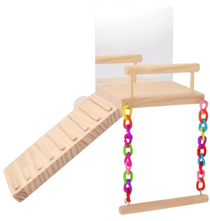 Vogelschaukel Für Käfig,Holz Spielschaukel Mit Spiegel Für | Multifunktionales Vogel Sitzspielzeug Für Unzertrennliche Nymphensittiche Finken Aras