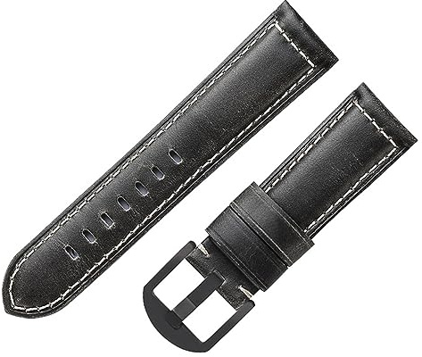Run Ken Klocktillbehör Läderarmband 20mm 22mm 24mm Oljevaxat Läderarmband Kompatibelt med Herrarmband(Gray,20mm)