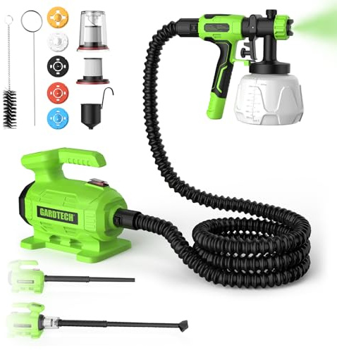 Gardtech 3-en-1 Pistolet à Peinture, Souffleur de Feuilles et Aspirateur Kit Combiné Électrique avec 5 Buses et 3 Modes de Pulvérisation Mini Aspirateur Compact pour la Maison, Terrasse et Le Jardin